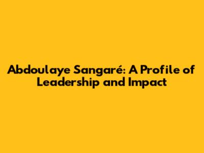 Abdoulaye Sangaré: A Profile of Leadership and Impact