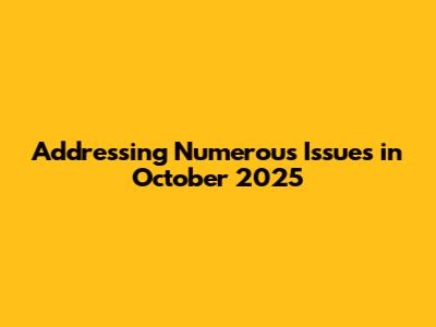 Addressing Numerous Issues in October 2025
