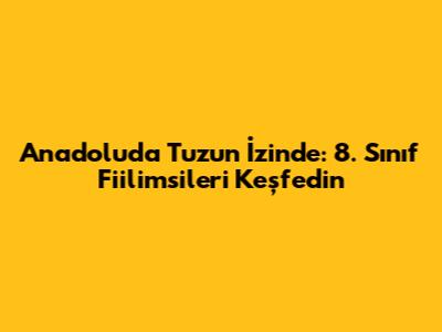 Anadolu'da Tuzun İzinde: 8. Sınıf Fiilimsileri Keşfedin
