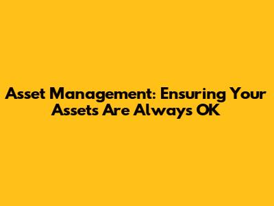Asset Management: Ensuring Your Assets Are Always 'OK'