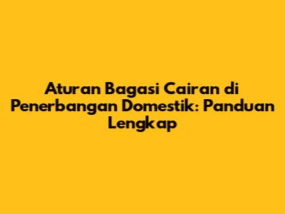 Aturan Bagasi Cairan di Penerbangan Domestik: Panduan Lengkap