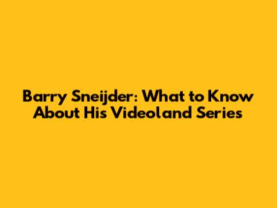 Barry Sneijder: What to Know About His Videoland Series