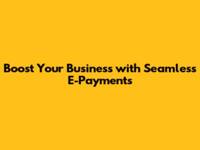 Boost Your Business with Seamless E-Payments