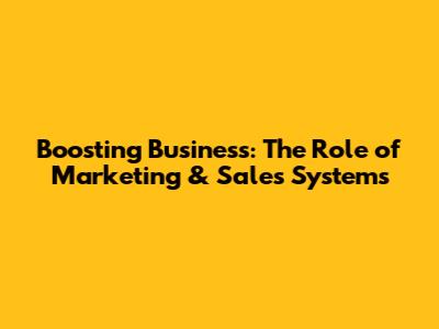 Boosting Business: The Role of Marketing & Sales Systems