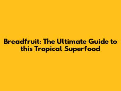Breadfruit: The Ultimate Guide to this Tropical Superfood