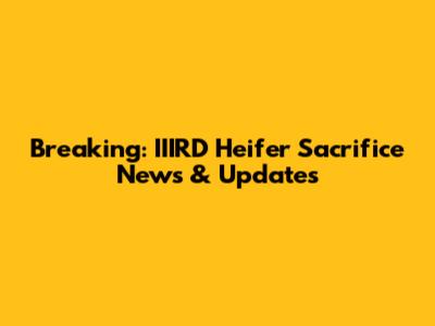 Breaking: IIIRD Heifer Sacrifice News & Updates