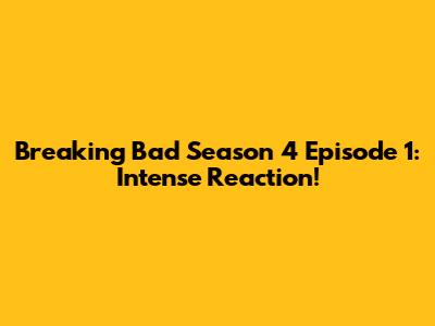Breaking Bad Season 4 Episode 1: Intense Reaction!