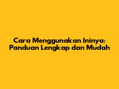 Cara Menggunakan 'Ininya': Panduan Lengkap dan Mudah