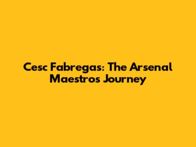 Cesc Fabregas: The Arsenal Maestro's Journey