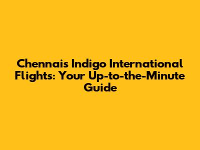 Chennai's Indigo International Flights: Your Up-to-the-Minute Guide