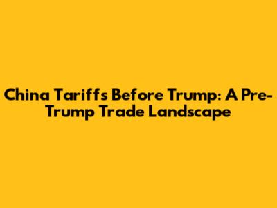 China Tariffs Before Trump: A Pre-Trump Trade Landscape
