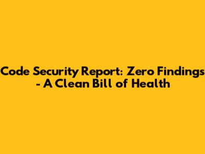Code Security Report: Zero Findings - A Clean Bill of Health