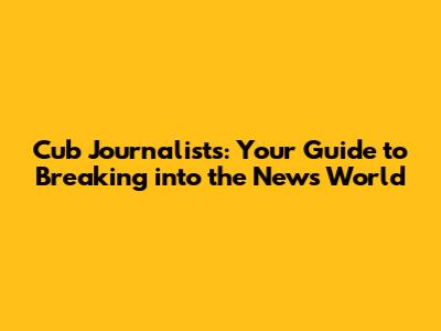 Cub Journalists: Your Guide to Breaking into the News World