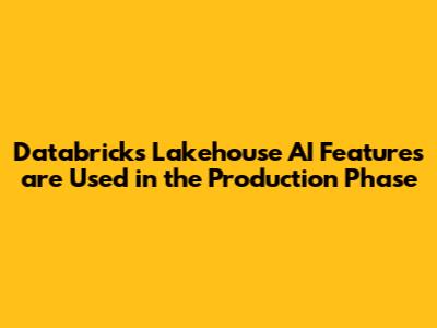Databricks Lakehouse AI Features are Used in the Production Phase