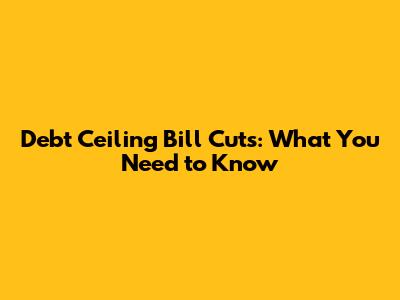 Debt Ceiling Bill Cuts: What You Need to Know