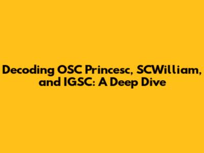 Decoding OSC Princesc, SCWilliam, and IGSC: A Deep Dive