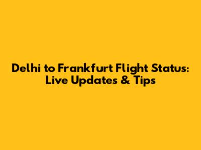 Delhi to Frankfurt Flight Status: Live Updates & Tips