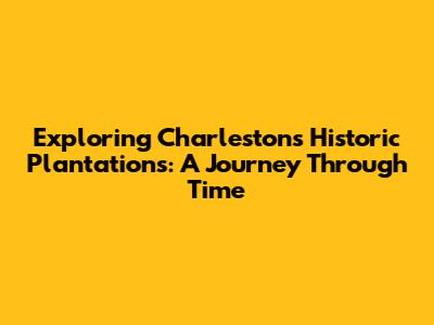 Exploring Charleston's Historic Plantations: A Journey Through Time