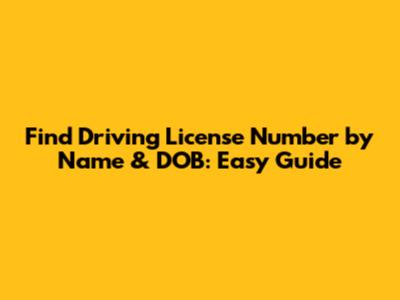 Find Driving License Number by Name & DOB: Easy Guide