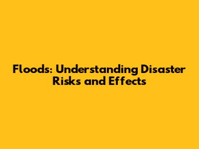 Floods: Understanding Disaster Risks and Effects