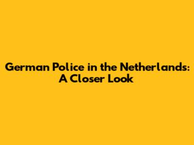 German Police in the Netherlands: A Closer Look