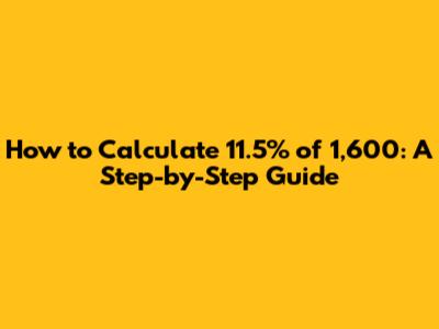 How to Calculate 11.5% of 1,600: A Step-by-Step Guide