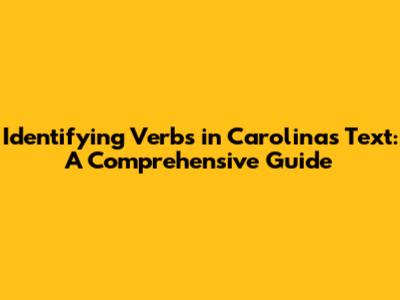 Identifying Verbs in Carolina's Text: A Comprehensive Guide