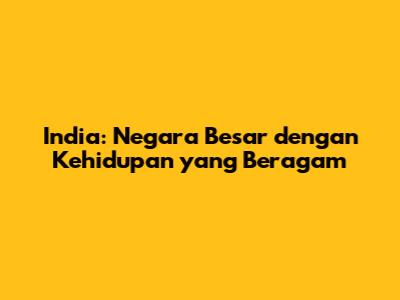 India: Negara Besar dengan Kehidupan yang Beragam