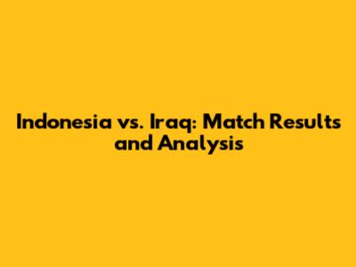 Indonesia vs. Iraq: Match Results and Analysis