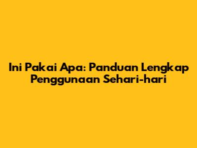 Ini Pakai Apa: Panduan Lengkap Penggunaan Sehari-hari