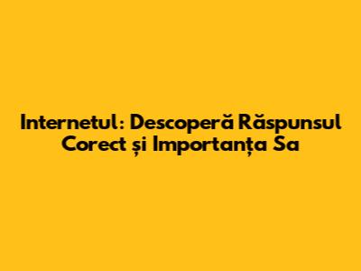 Internetul: Descoperă Răspunsul Corect și Importanța Sa
