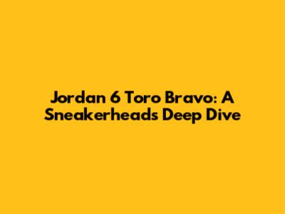 Jordan 6 Toro Bravo: A Sneakerhead's Deep Dive