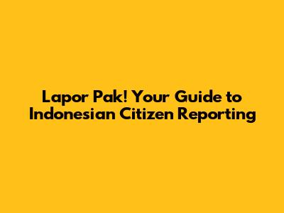 Lapor Pak! Your Guide to Indonesian Citizen Reporting