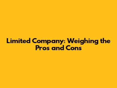 Limited Company: Weighing the Pros and Cons