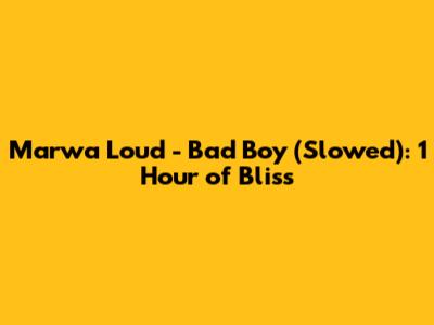 Marwa Loud - Bad Boy (Slowed): 1 Hour of Bliss