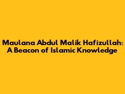 Maulana Abdul Malik Hafizullah: A Beacon of Islamic Knowledge