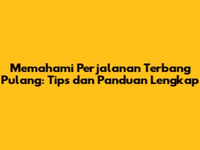 Memahami Perjalanan 'Terbang Pulang': Tips dan Panduan Lengkap