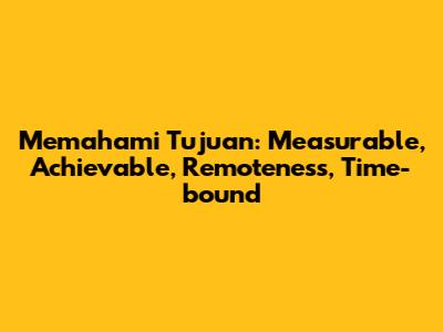Memahami Tujuan: Measurable, Achievable, Remoteness, Time-bound