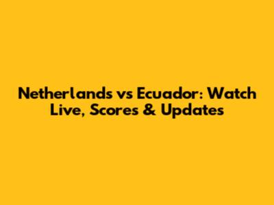 Netherlands vs Ecuador: Watch Live, Scores & Updates