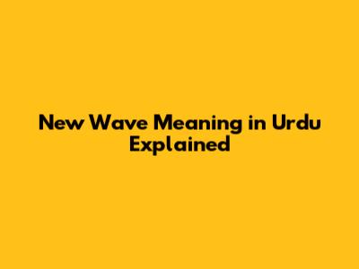 New Wave Meaning in Urdu Explained