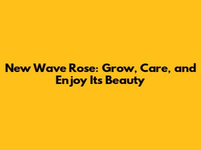 New Wave Rose: Grow, Care, and Enjoy Its Beauty