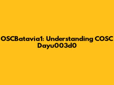 OSCBatavia1: Understanding COSC Dayu003d0