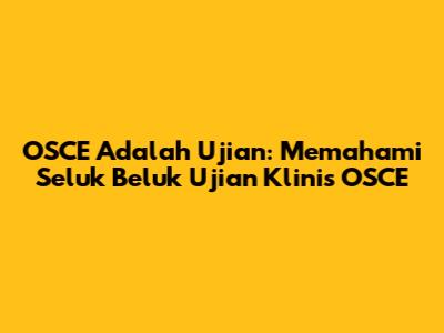 OSCE Adalah Ujian: Memahami Seluk Beluk Ujian Klinis OSCE