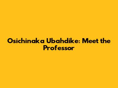 Osichinaka Ubahdike: Meet the Professor