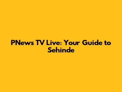 PNews TV Live: Your Guide to Sehinde