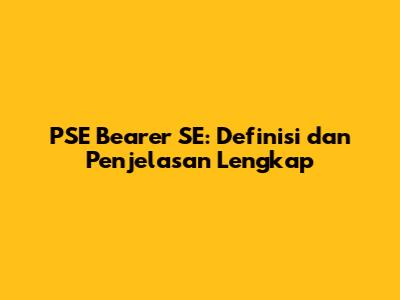 PSE Bearer SE: Definisi dan Penjelasan Lengkap