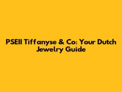 PSEII Tiffanyse & Co: Your Dutch Jewelry Guide