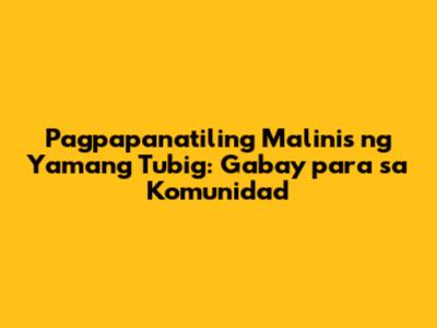 Pagpapanatiling Malinis ng Yamang Tubig: Gabay para sa Komunidad