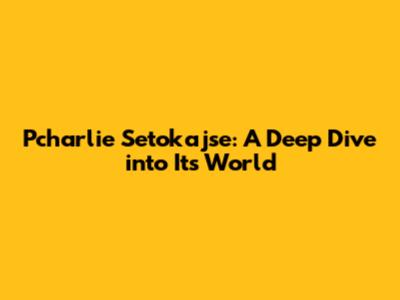 Pcharlie Setokajse: A Deep Dive into Its World