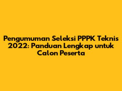 Pengumuman Seleksi PPPK Teknis 2022: Panduan Lengkap untuk Calon Peserta
